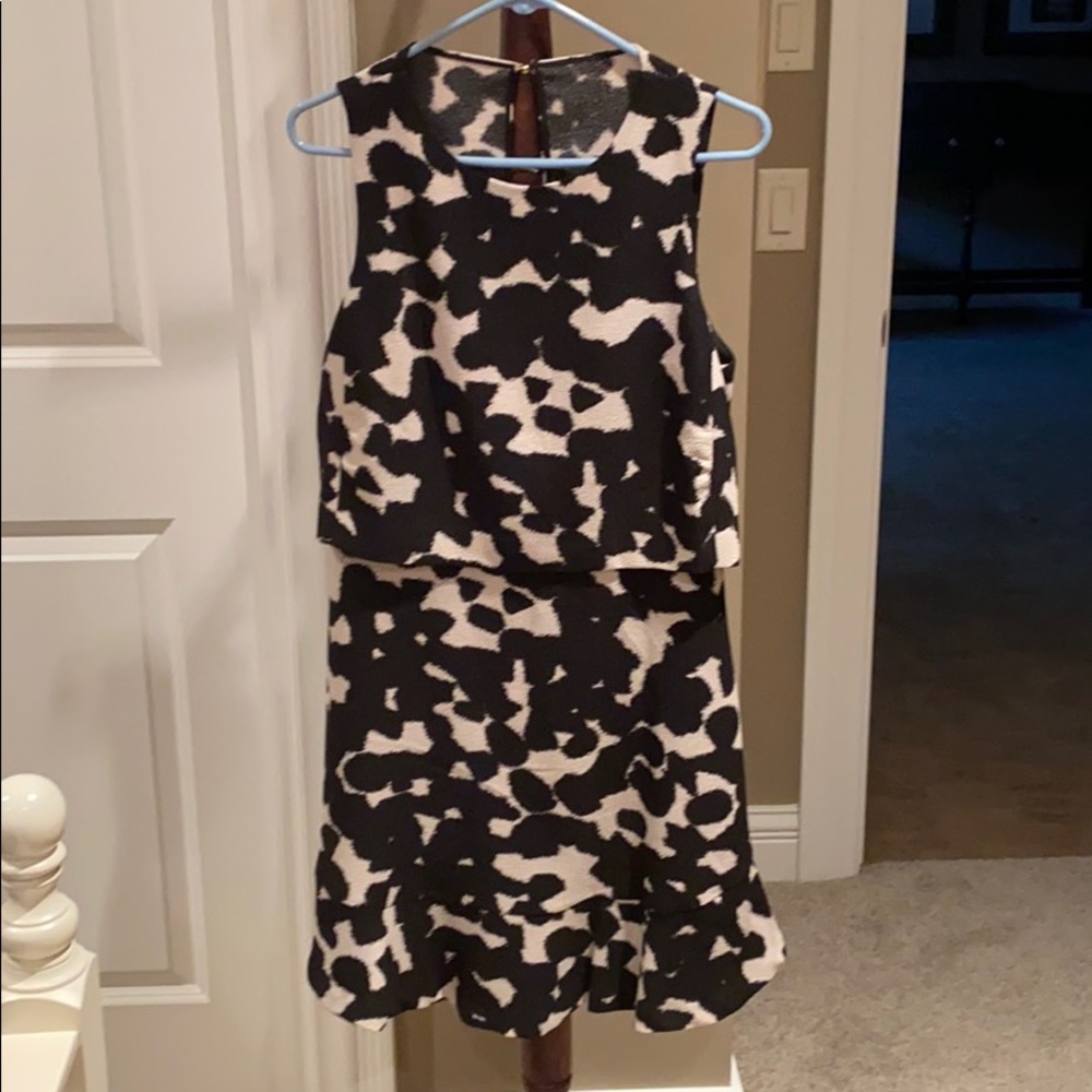 BANANA REPUBLIC cream & black pattern dress